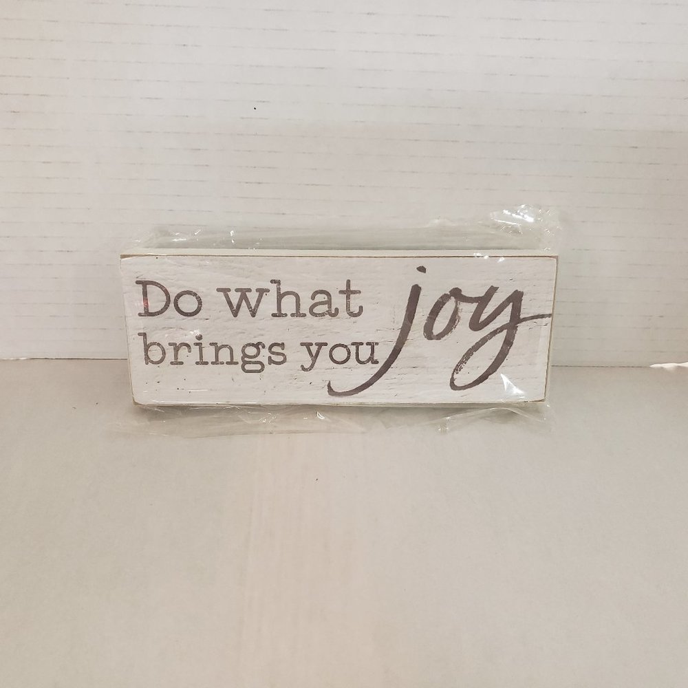 New wood block sign sits on table or shelf  Country farmhouse Rustic decor JOY